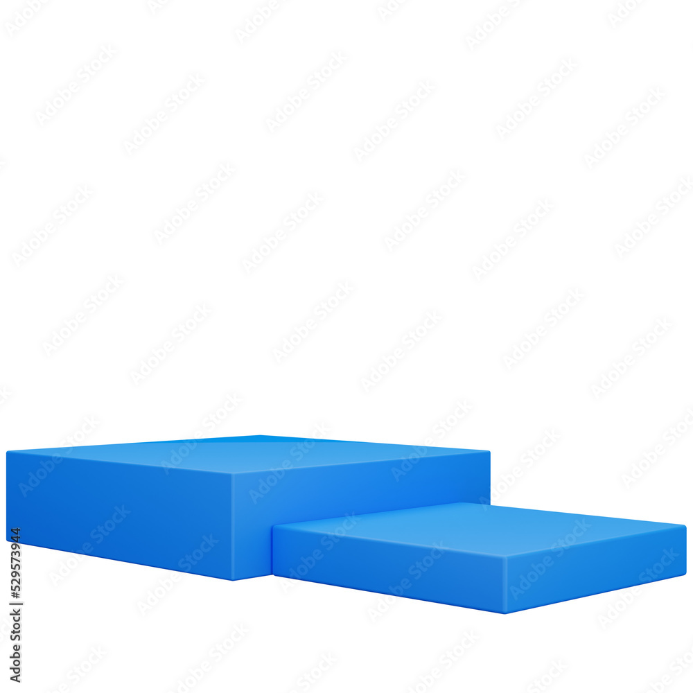 3d rendering of blue square pedestal for product display
