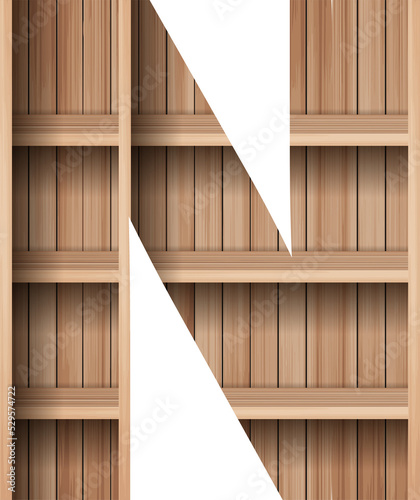 Wood shelf font design alphabet letter