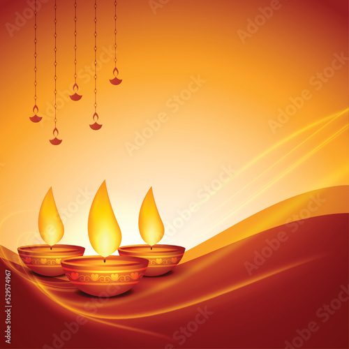 shubh diwali greeting card with diya and text space vector illustration