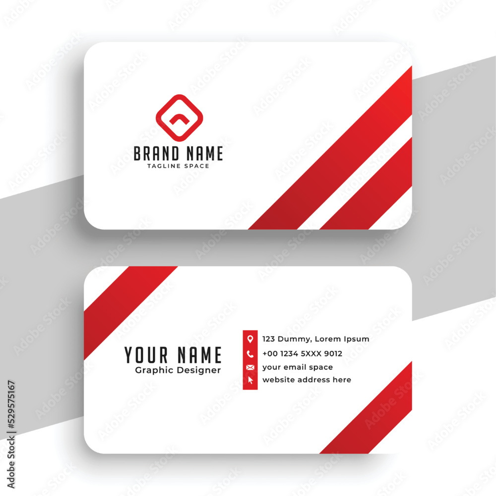 Red and white simple business card template