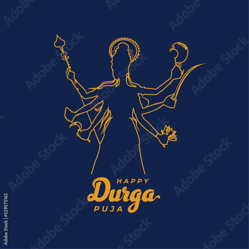 shubh navratri festival durga pooja event card with maa durga design vector illustration