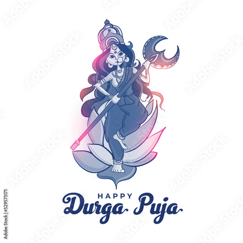 hindu traditional durga puja festival event card with elegant goddess design vector illustration