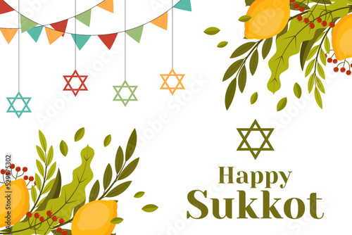 flat happy sukkot background illustration