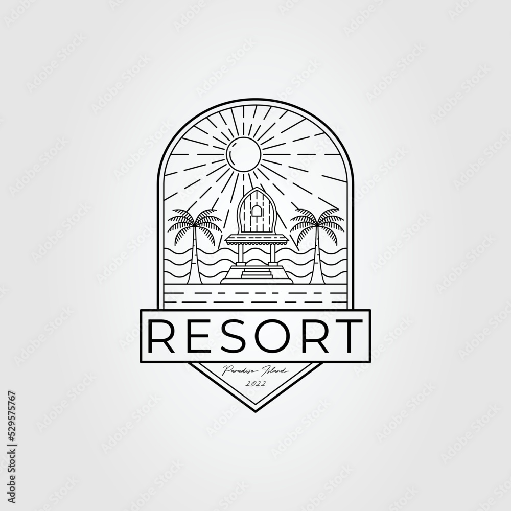 gazebo or lounge resort at the beach logo vector illustration design. gazebo or lounge resort at the beach logo vector illustration design.