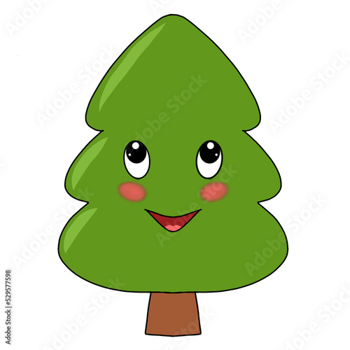 funny cartoon green christmas tree