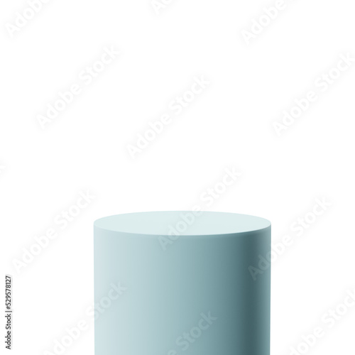 3d rendering realistic minimal round or cylinder shape geometric blue pastel color podium for product showcase and advertisement