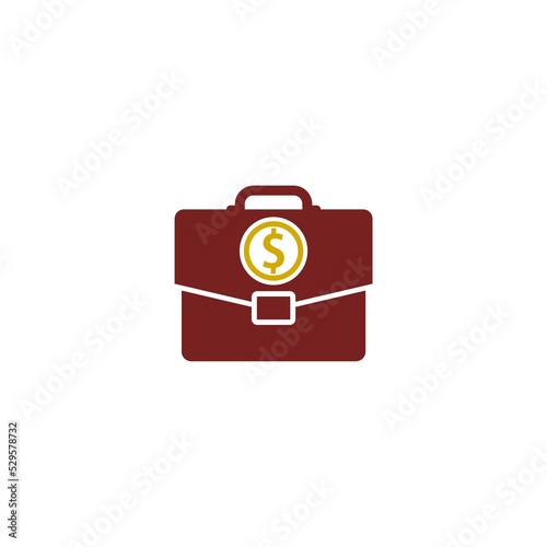 Briefcase and money icon isolated on white background