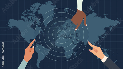 Global supply chain management vector illustration