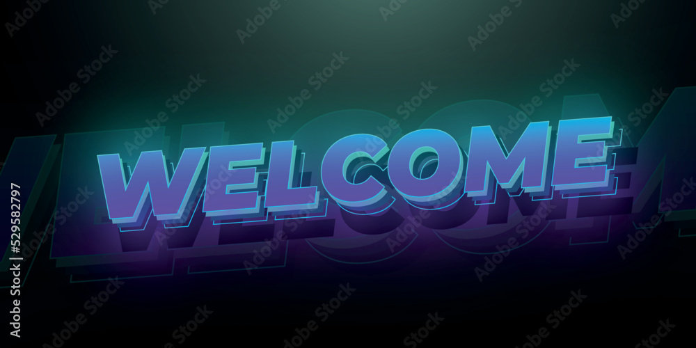Welcome Typography Modern Colorful Text Effect Glowing Illustrations Banner  