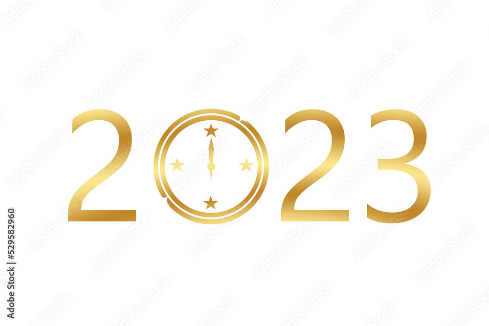 new year 2023 - clock - obrazy, fototapety, plakaty 