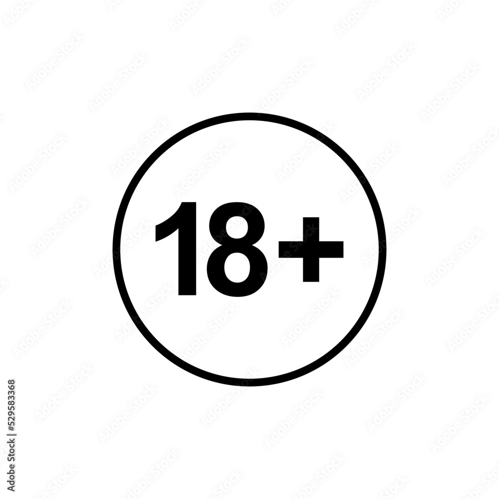 Sign of Adult Only Icon Symbol for Eighteen Plus (18+) and Twenty One Plus (21+) Age. Vector Illustration Sign of Adult Only Icon Symbol for Eighteen Plus (18+) and Twenty One Plus (21+) Age. Vector Illustration