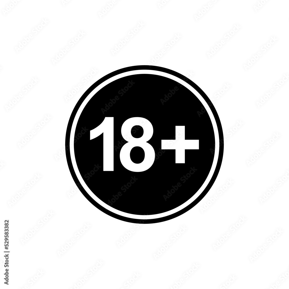 Sign of Adult Only Icon Symbol for Eighteen Plus (18+) and Twenty One Plus (21+) Age. Vector Illustration Sign of Adult Only Icon Symbol for Eighteen Plus (18+) and Twenty One Plus (21+) Age. Vector Illustration