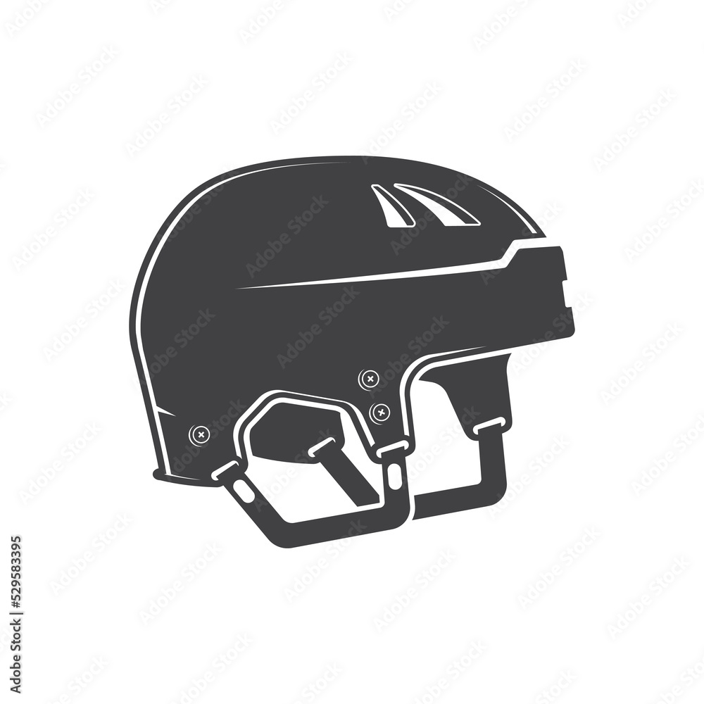 Classic Ice Hockey Helmet icon silhouette. Vector illustration isolated