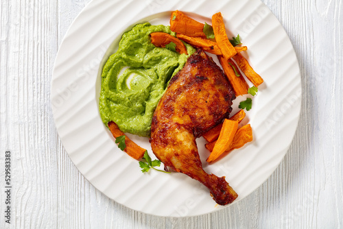 chicken with guasacaca sauce and sweet potato photo