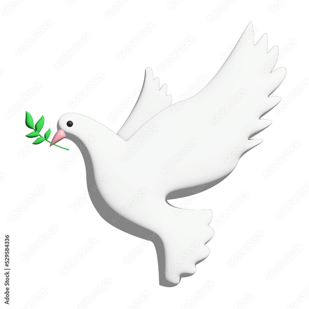 Peace Bird, Pigeon, white bird, International Day of Peace, The dove, 3D illustration. Peace Bird, Pigeon, white bird, International Day of Peace, The dove, 3D illustration.