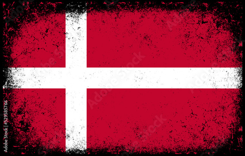 old dirty grunge vintage denmark national flag illustration