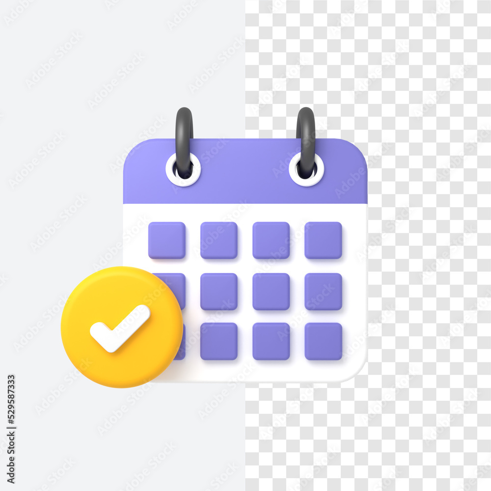 3D Render calendar for monthly schedule with event plan checklist 3D Render calendar for monthly schedule with event plan checklist