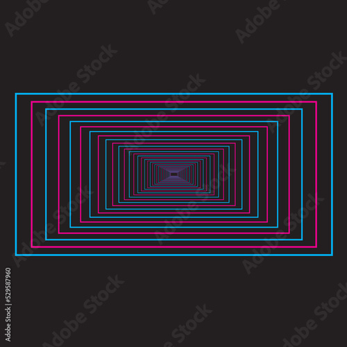 Photos Neon pink and blue neon square retro stage tunnel illustration