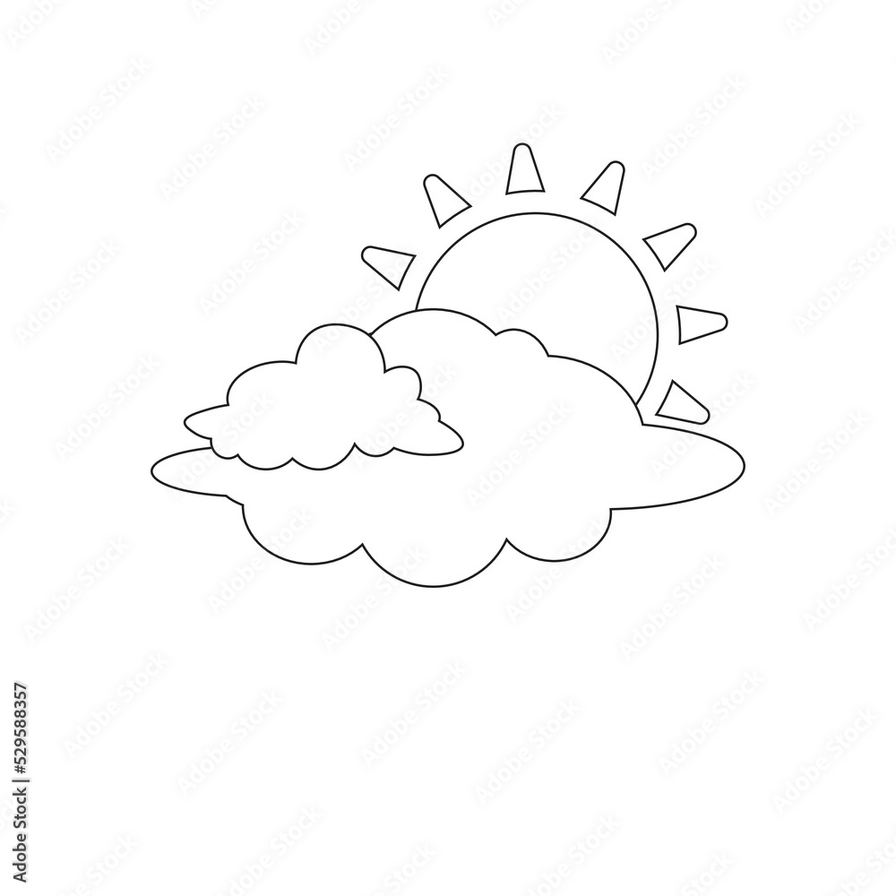 Weather sun and cloud illustration with flat design