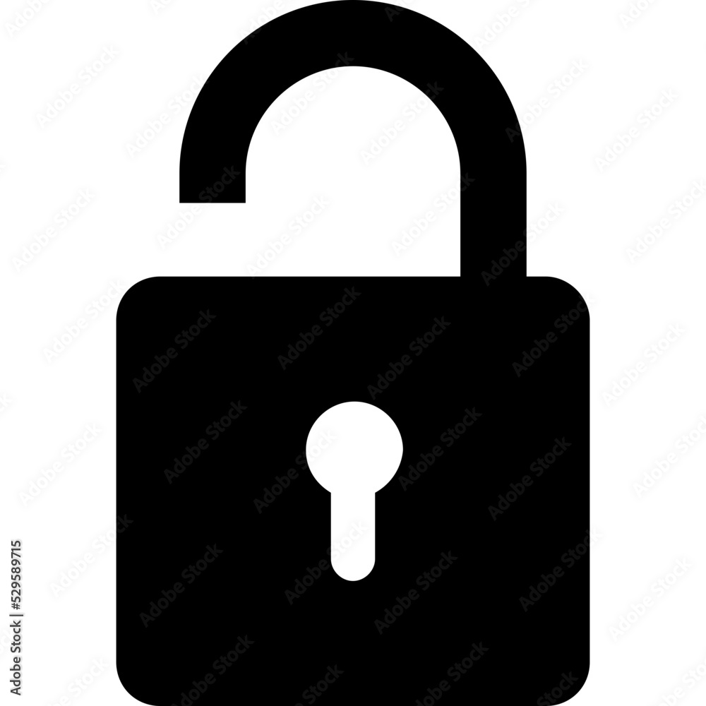 Unlock Glyph Vector Icon 