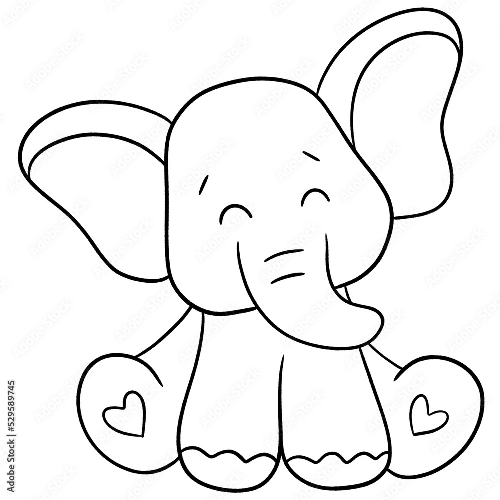Cute elephant outline Cute elephant outline
