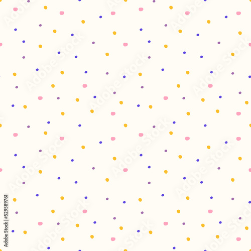 Seamless polka dot pattern. Seamless vector with retro 70s style colored spots for packaging or fabric print.