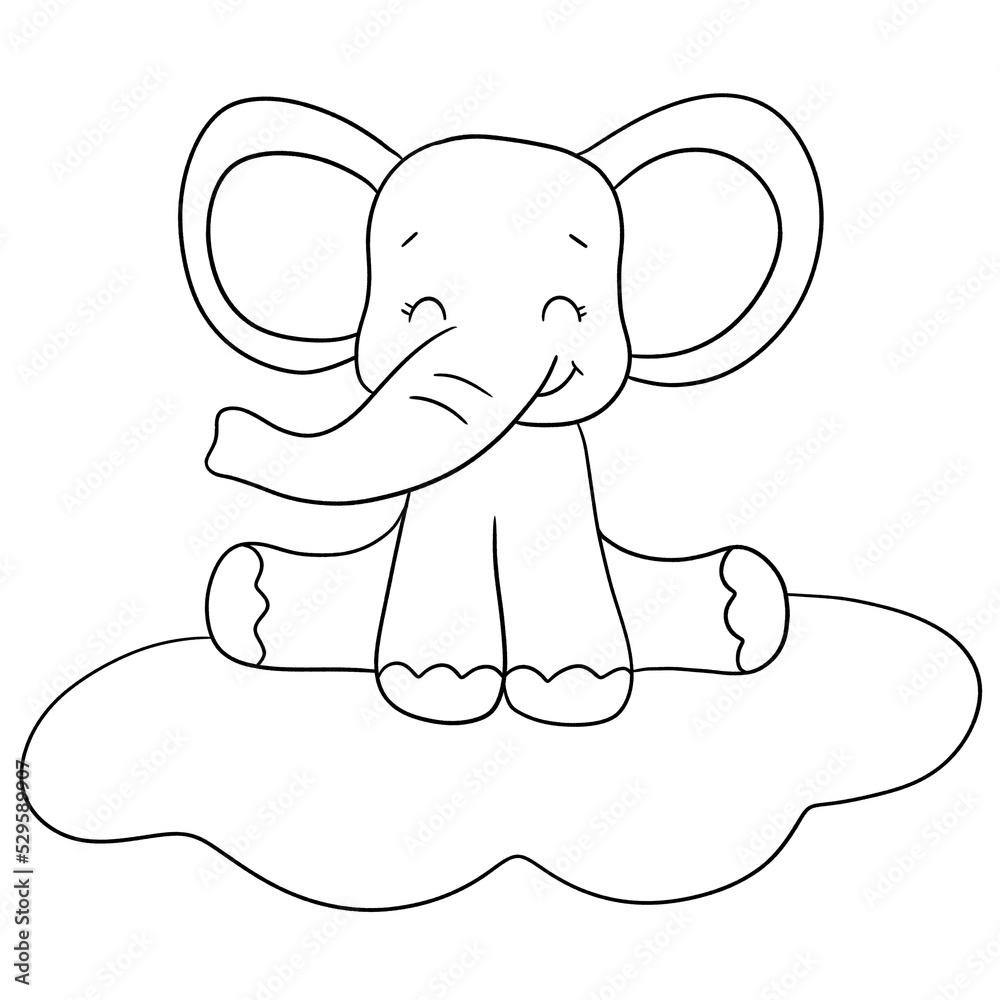 Cute elephant outline Cute elephant outline
