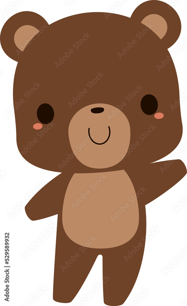 Obraz premium Cute brown bear cartoon character. Flat design illustration. 