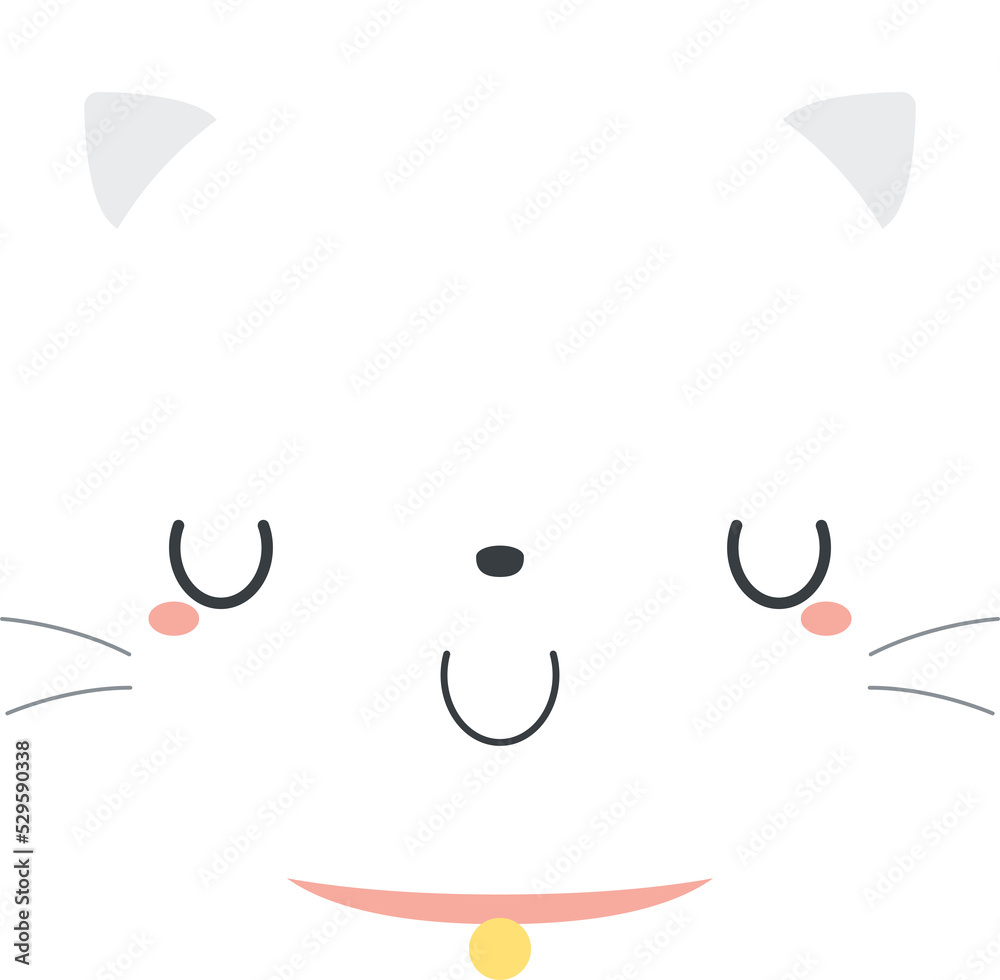 Cute white cat cartoon character. Flat design illustration. Cute white cat cartoon character. Flat design illustration.