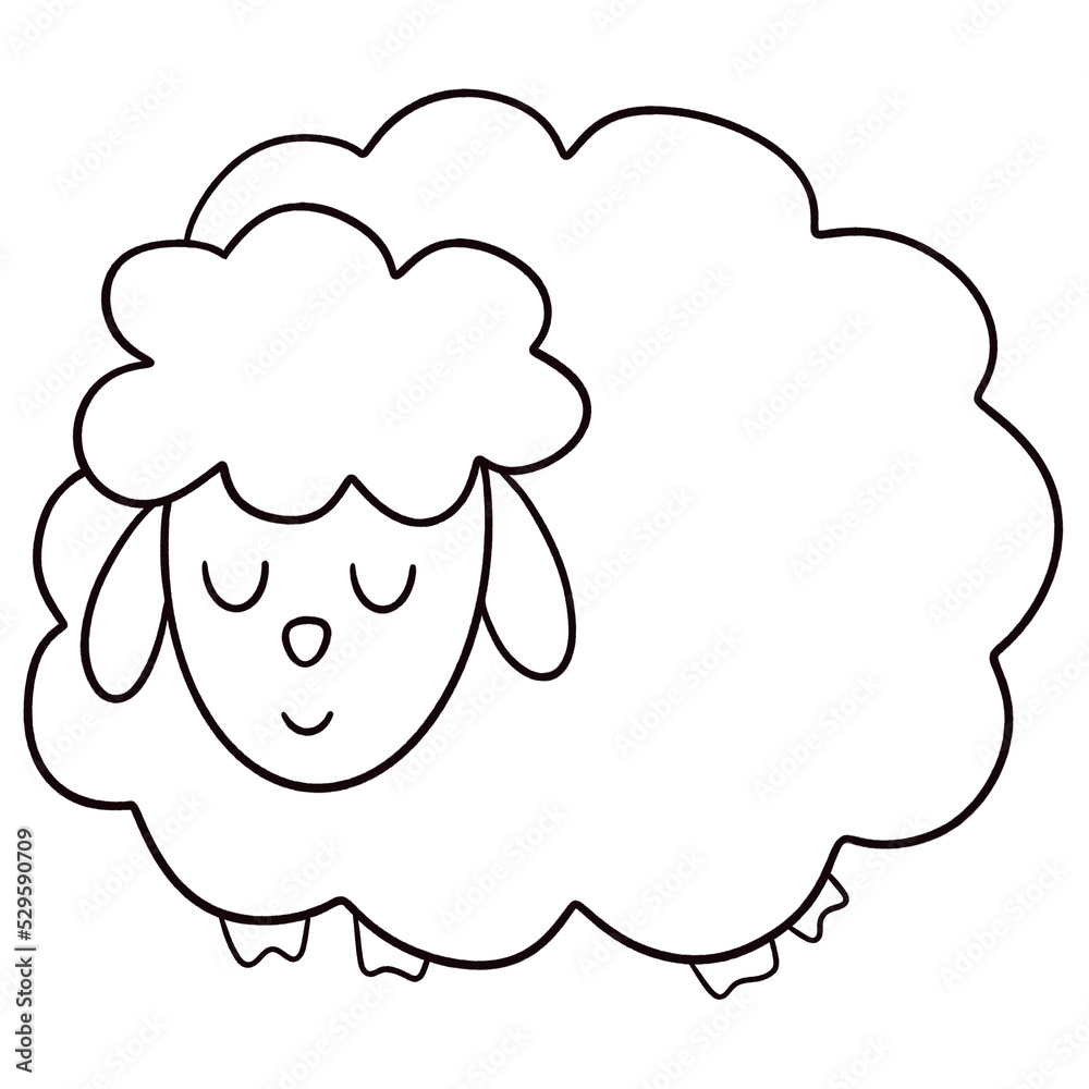 Naklejka premium Cute sheep outline 