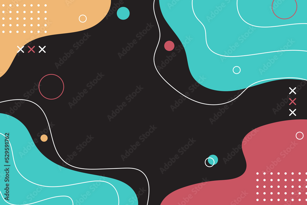 Modern colorful gradient abstract shapes on memphis style background