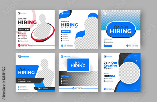 Bundling poster for we are hiring job vacancy social media post or square web banner template design 