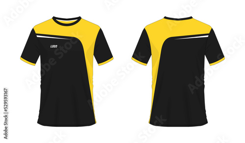 T-shirt yellow and black soccer or football template for team club on white background. Vector illustration eps 10.
