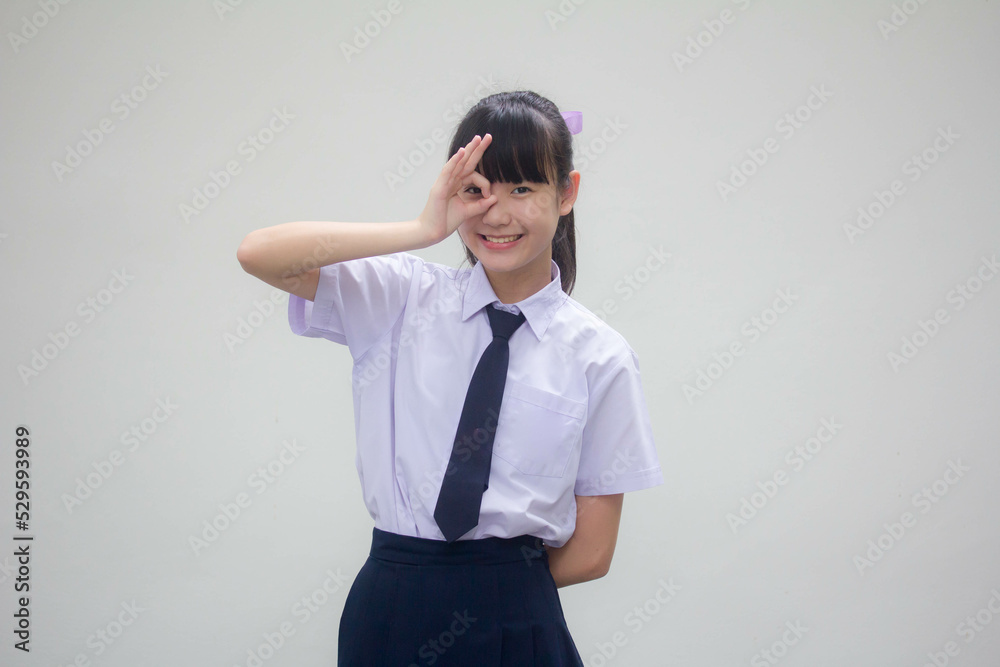 Portrait of thai Junior high school student uniform beautiful girl ok Portrait of thai Junior high school student uniform beautiful girl ok