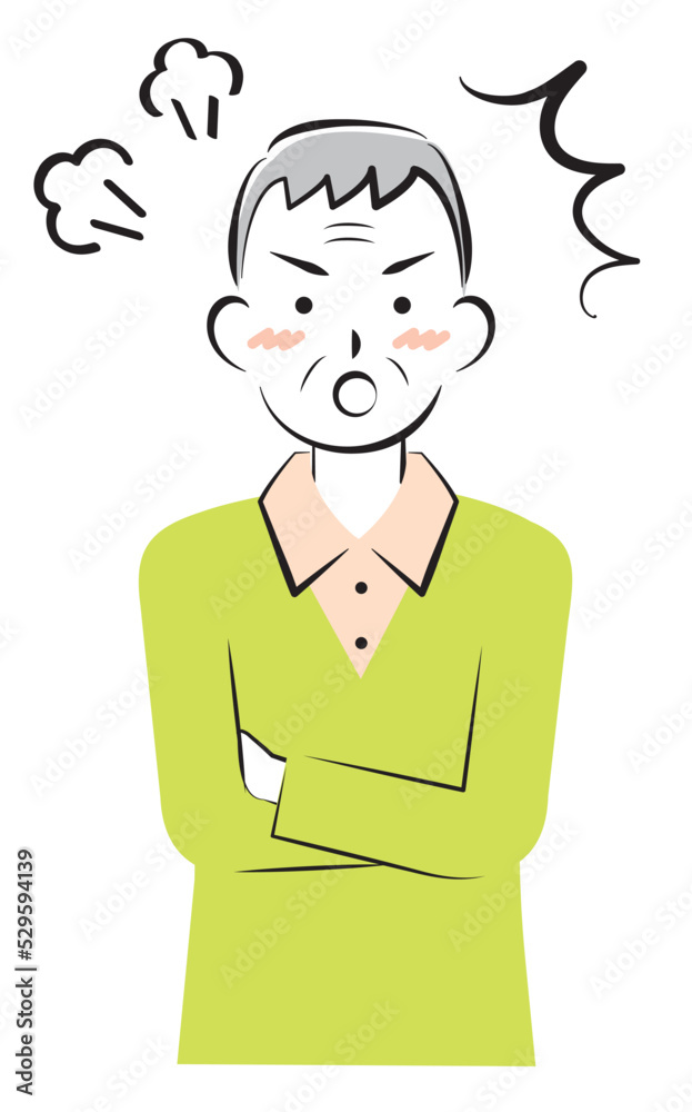 怒っている私服の高齢の男性 3c 怒っている私服の高齢の男性 3c