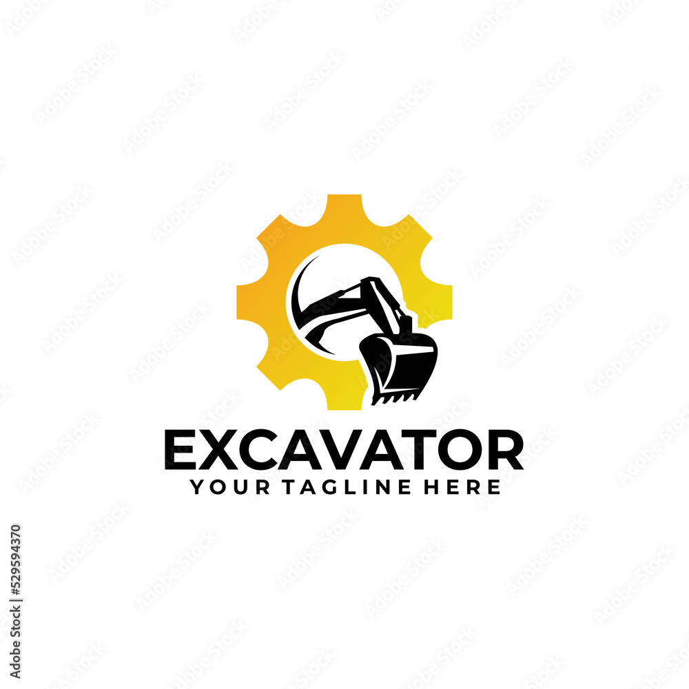 excavator repair logo design template excavator repair logo design template