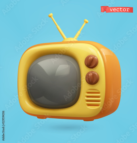 Retro TV set 3d vector icon