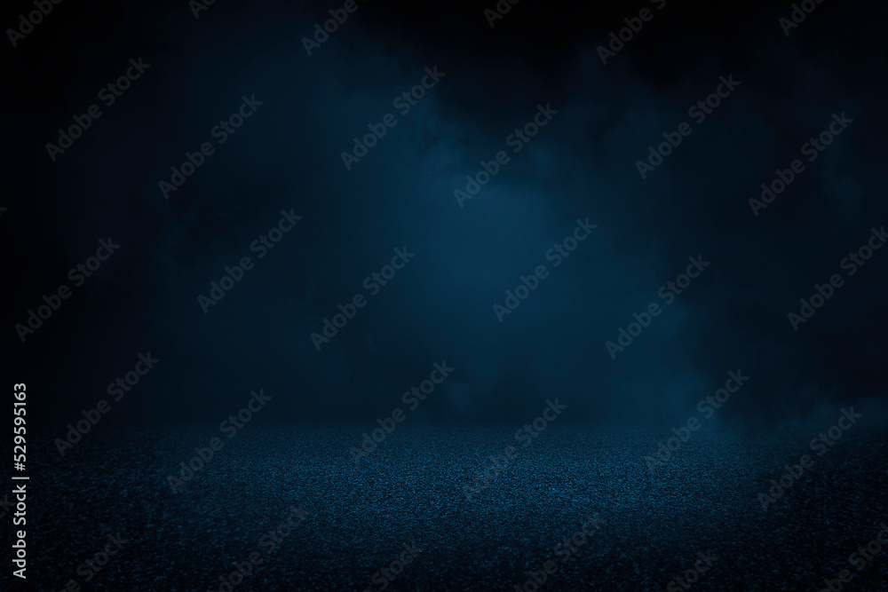 Dark blue Asphalt texture background with smoke