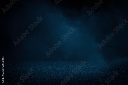 Dark blue Asphalt texture background with smoke