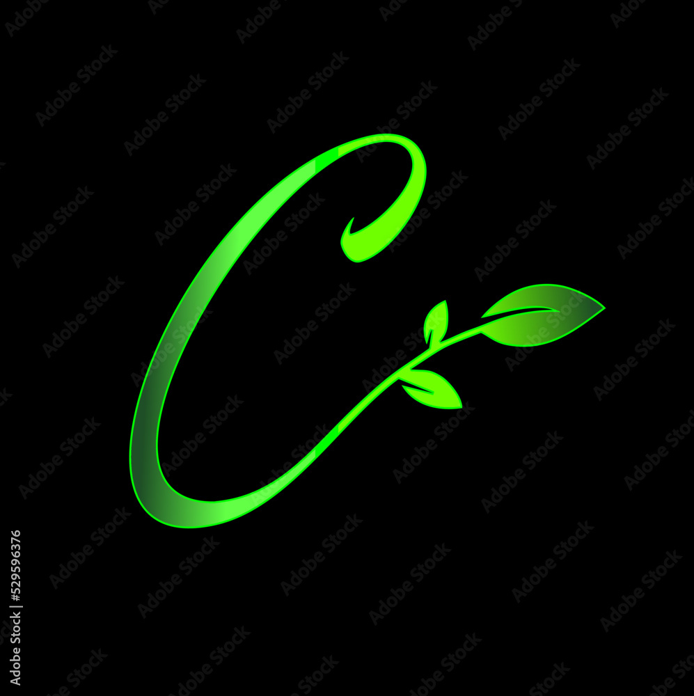 Letter C leaf Monogram Initial Logo Letter C leaf Monogram Initial Logo