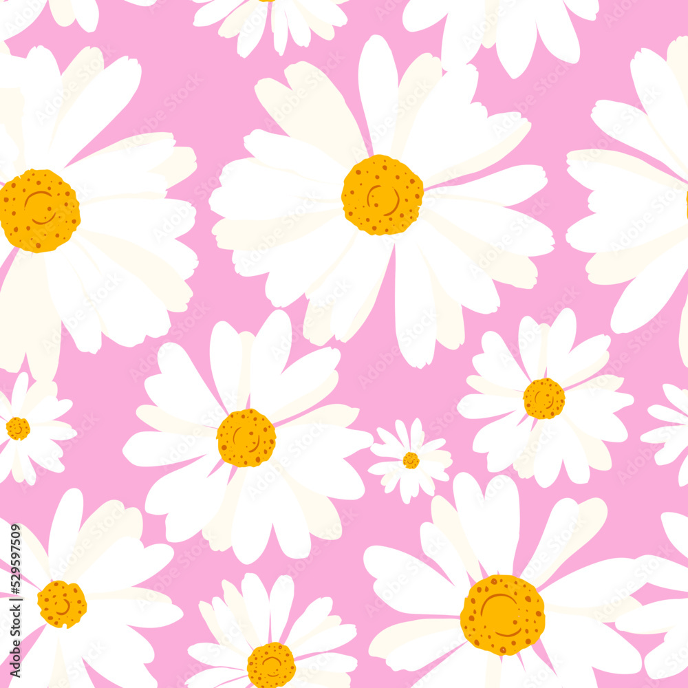 Obraz premium Seamless chamomile flower.Floral pattern for printing. Vector pattern
