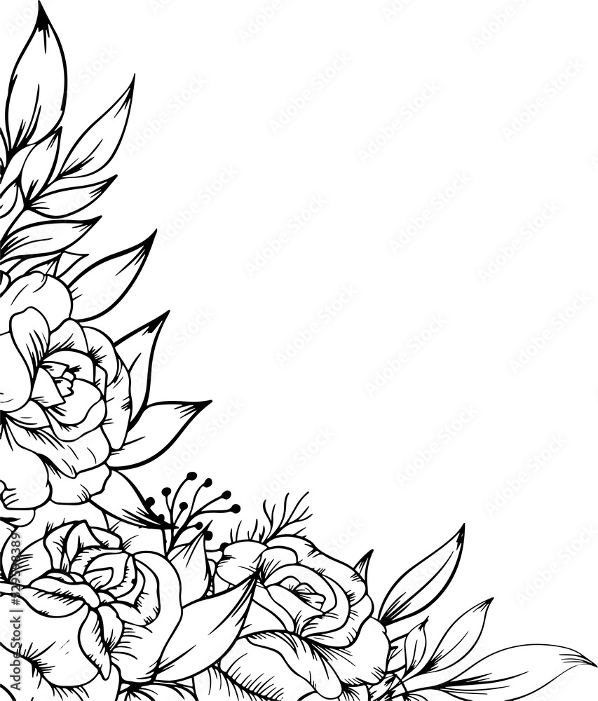 Outline flower border frame decoration stock illustration adobe stock