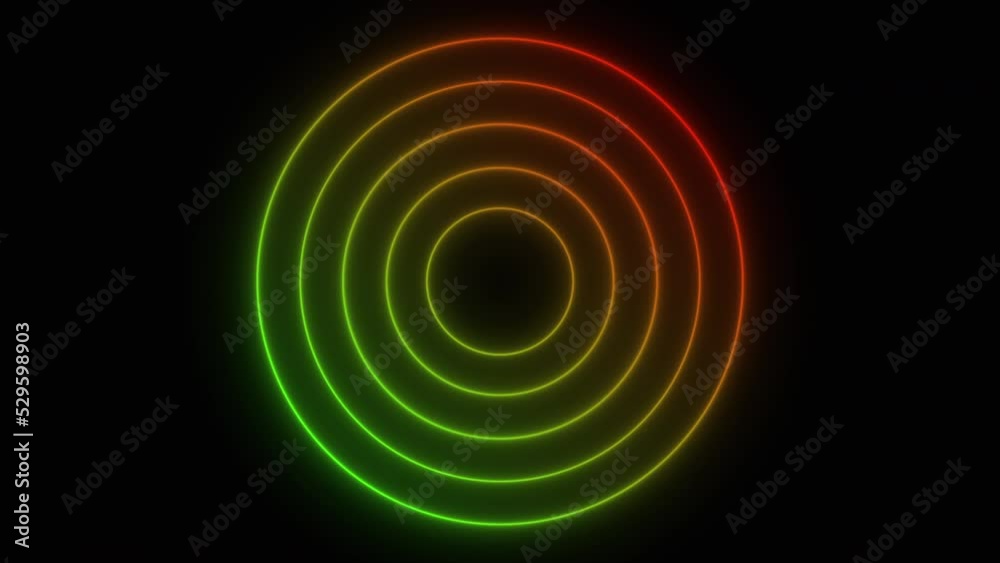 Glowing neon green and red light circles shapes on black background. Flicker animation Glowing neon green and red light circles shapes on black background. Flicker animation