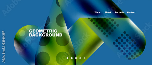 Glassmorphism landing page background template. Colorful glass shapes with metallic effect abstract composition for wallpaper, banner, background