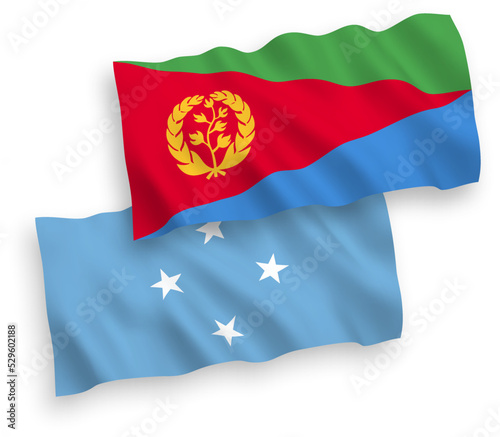 Flags of Federated States of Micronesia and Eritrea on a white background