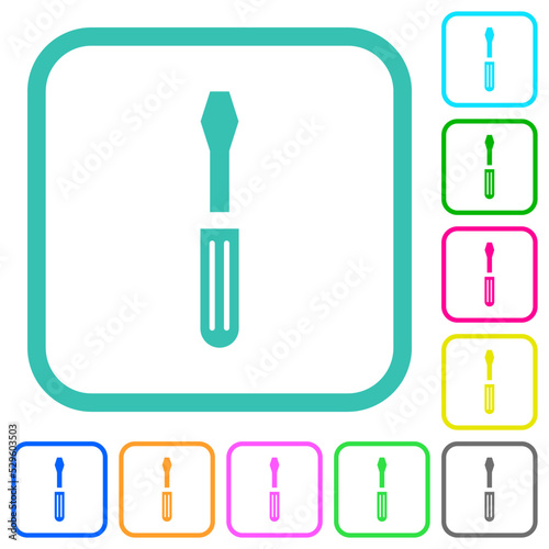 Single screwdriver vivid colored flat icons