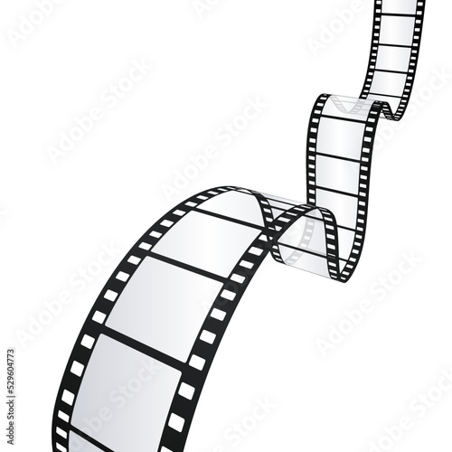 Cinema, movie and photography 35mm film strip background template. Vector 3D film strip elements.