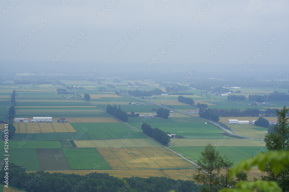 Cloudy Tokachi Plain seen from Shin-Arashiyama Sky Park Observatory