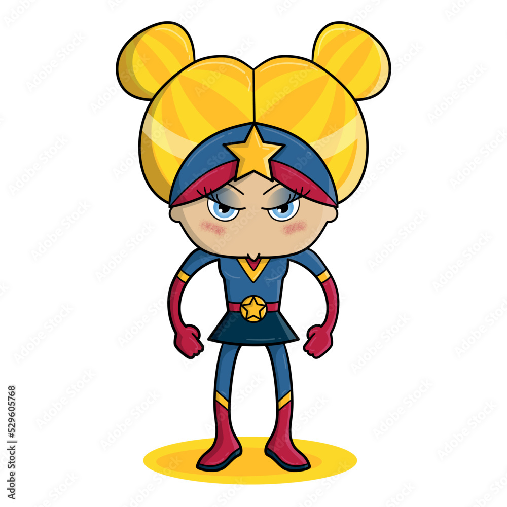 Super star girl hero, Halloween costume iillustration Super star girl hero, Halloween costume iillustration