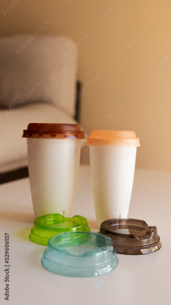 plastic cups of coffee in the living room plastic cups of coffee in the living room